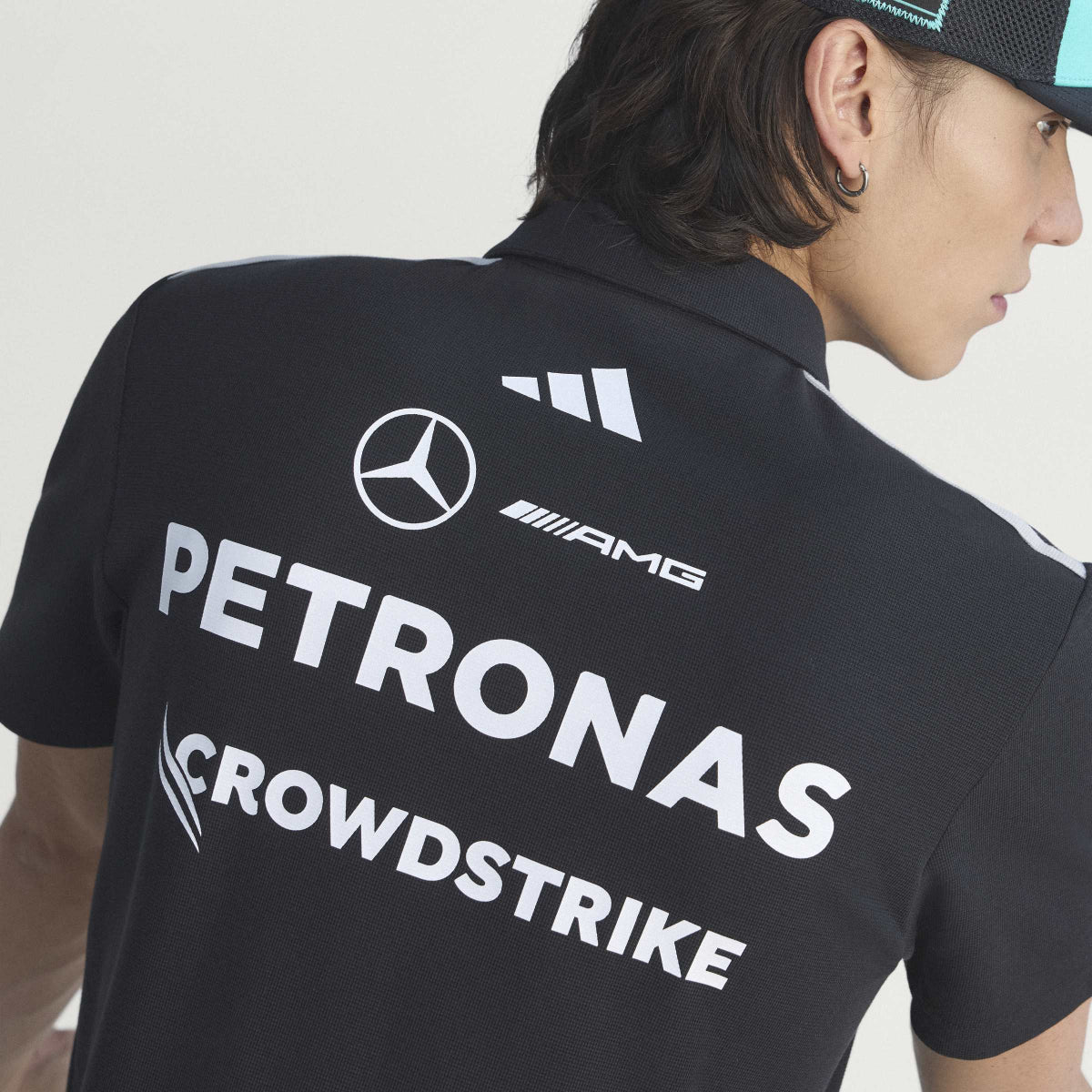 + Mercedes AMG Petronas F1 Team Engineers Polo Tee 'Black' - Image 12