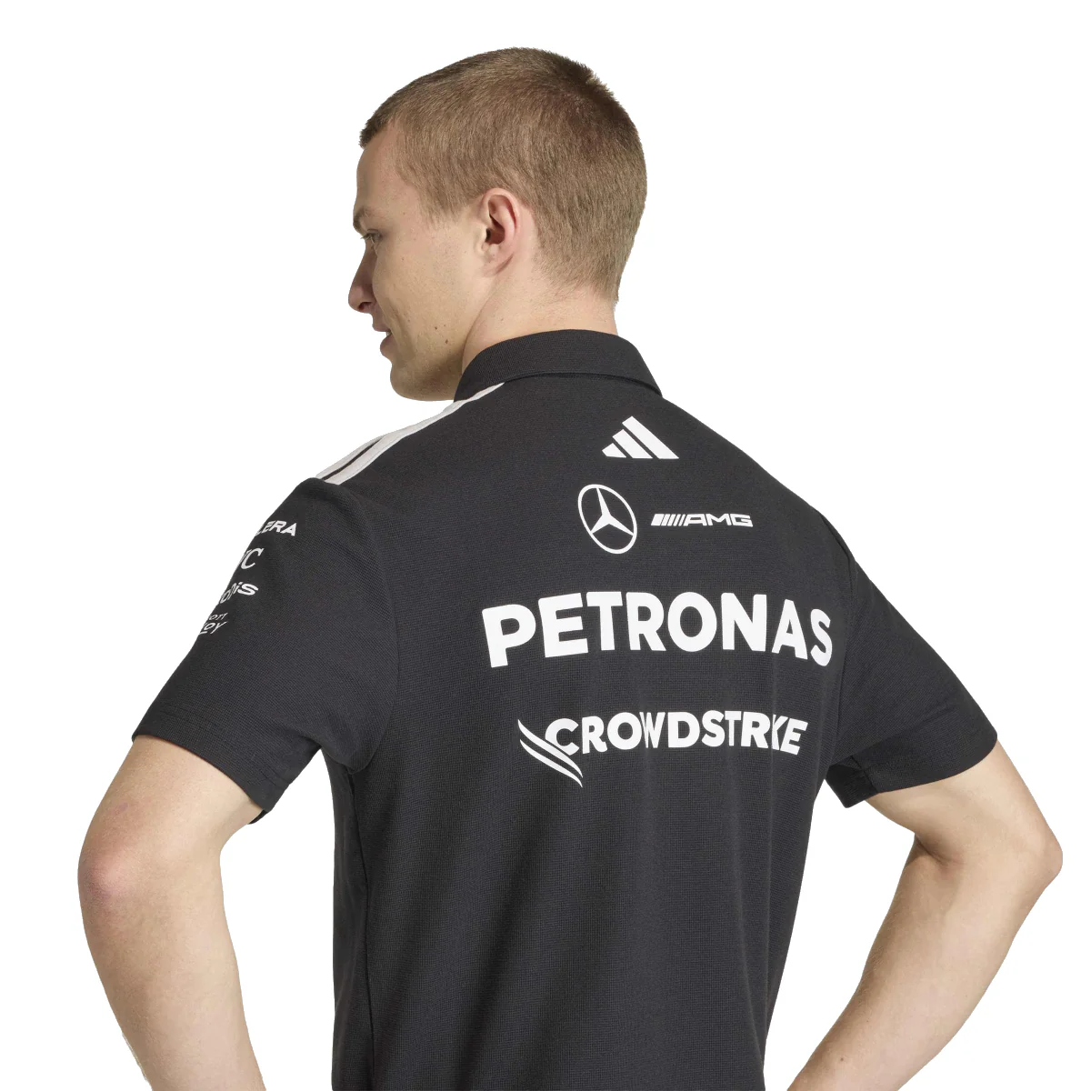 + Mercedes AMG Petronas F1 Team Engineers Polo Tee 'Black' - Image 3