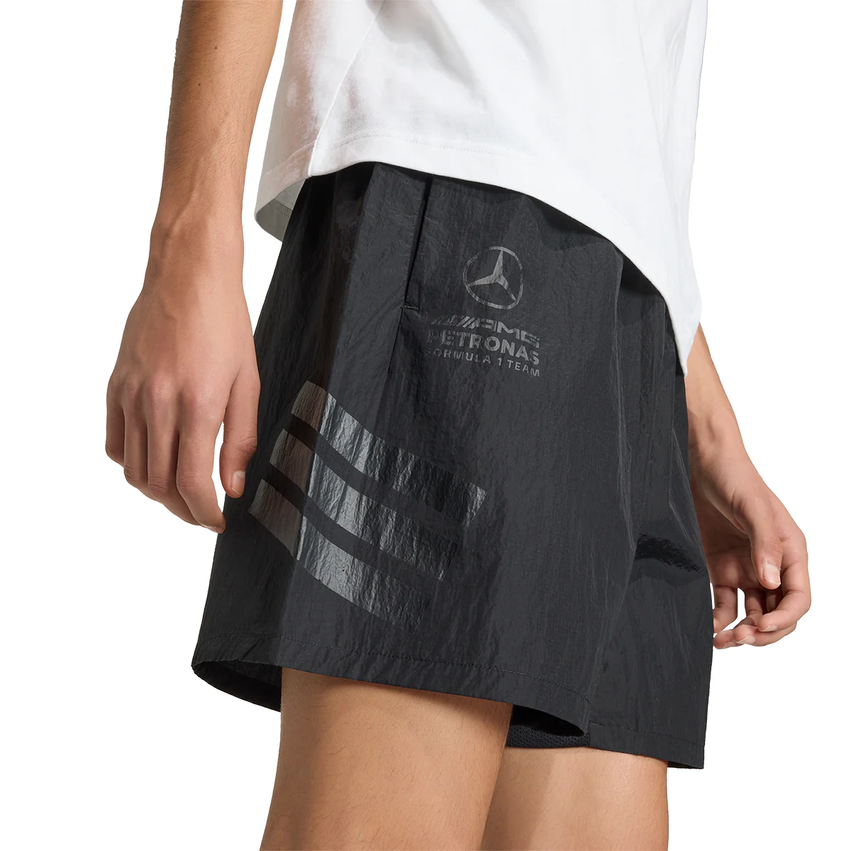 + Mercedes AMG Petronas F1 Team Night Woven Shorts 'Black' - Image 2