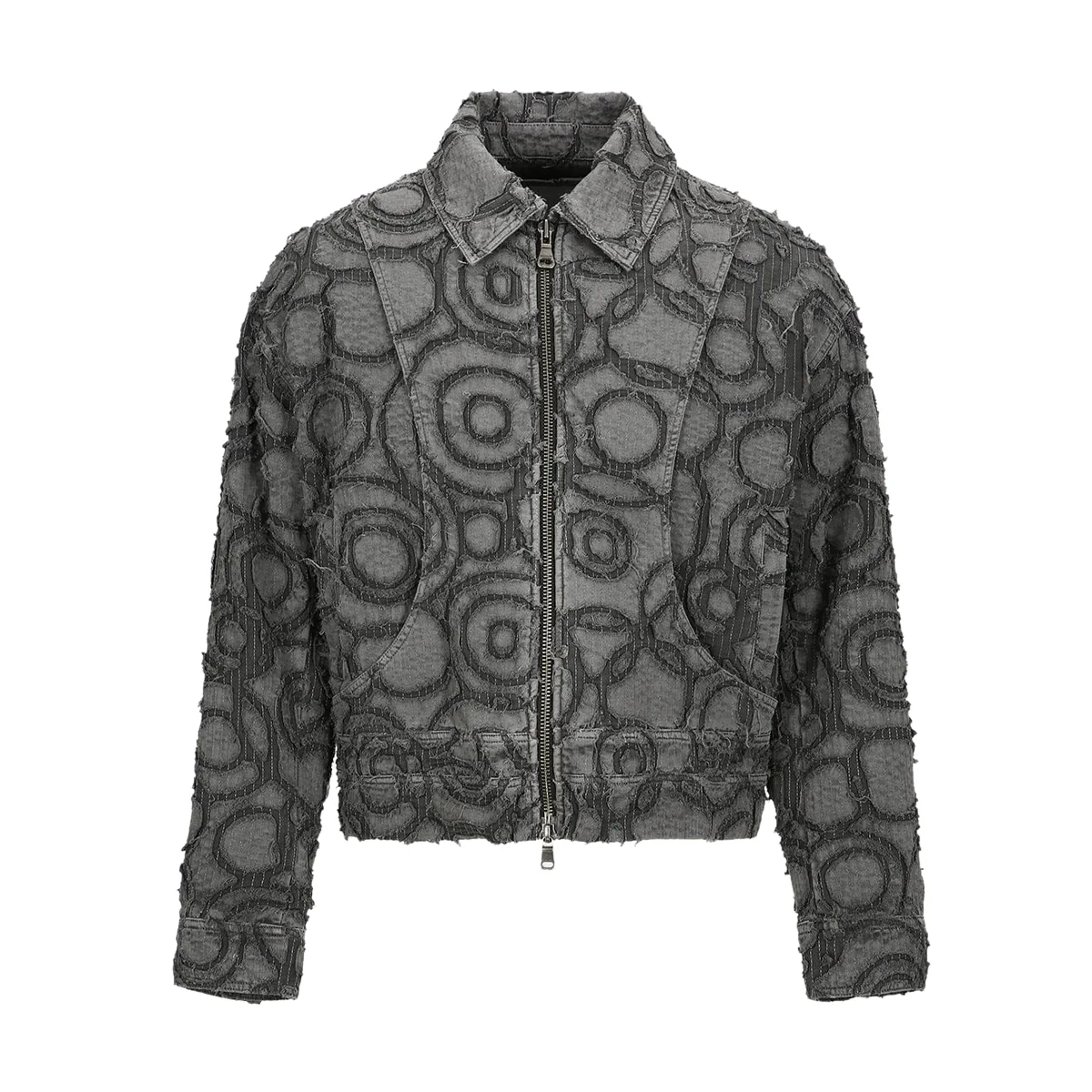Burn-Out Dyed Zip-Up Jacket 'Charcoal'