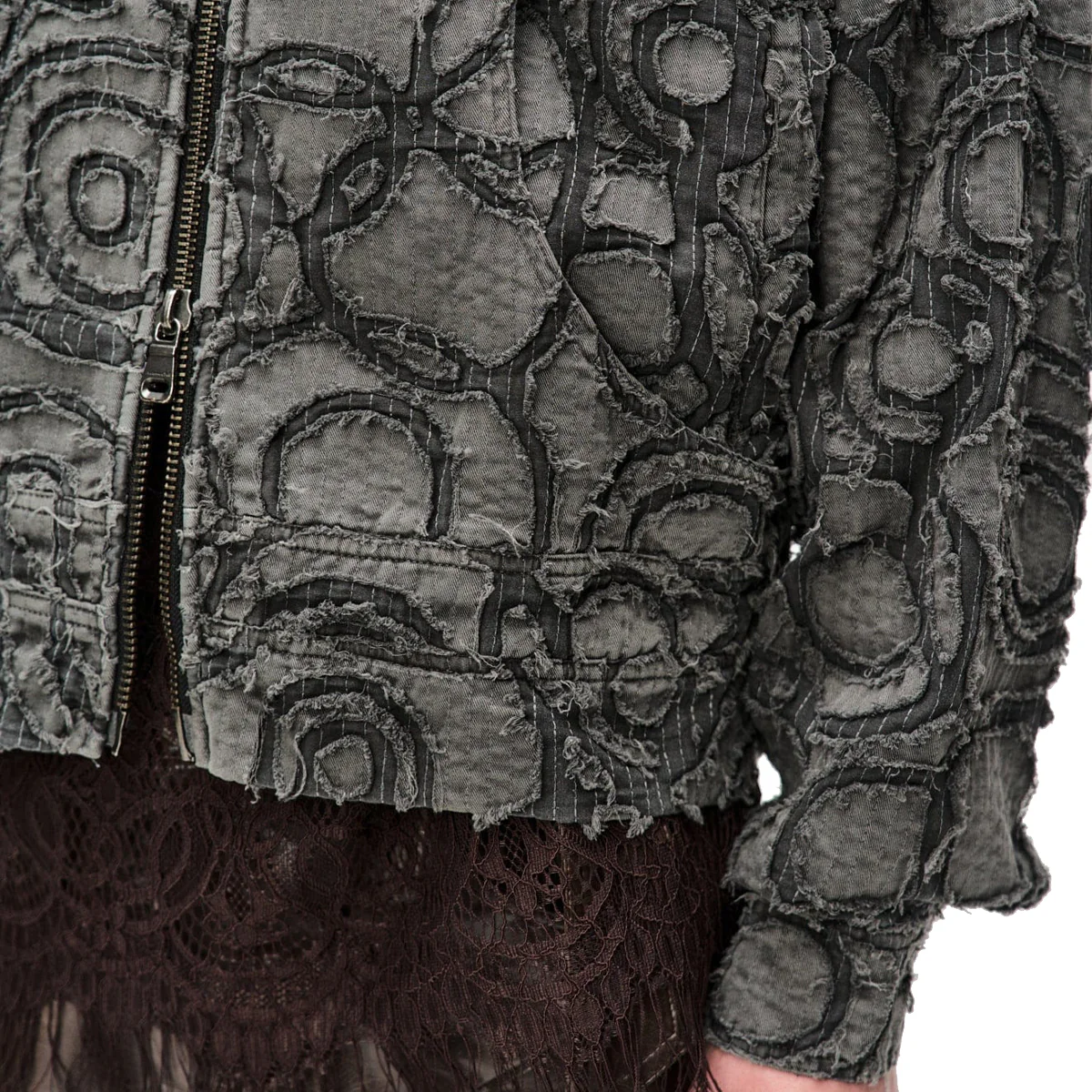 Burn-Out Dyed Zip-Up Jacket 'Charcoal' - Image 6