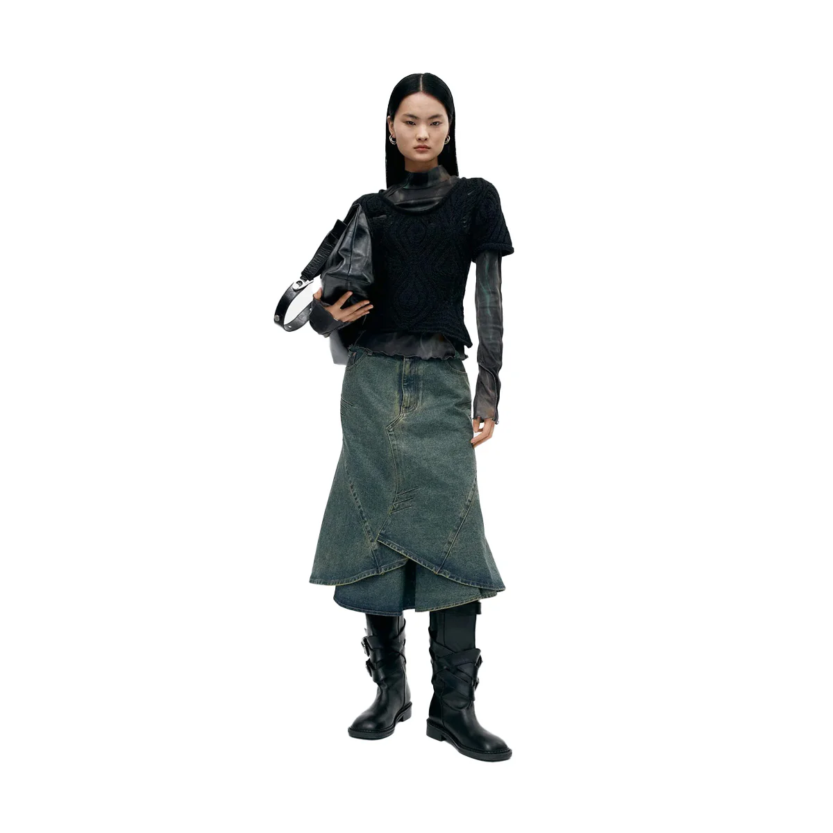 Custom Flare Layered Skirt 'Army Green' - Image 2