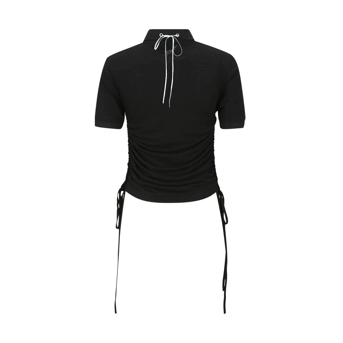 Halter String Pique Polo Shirt 'Black' - Image 2
