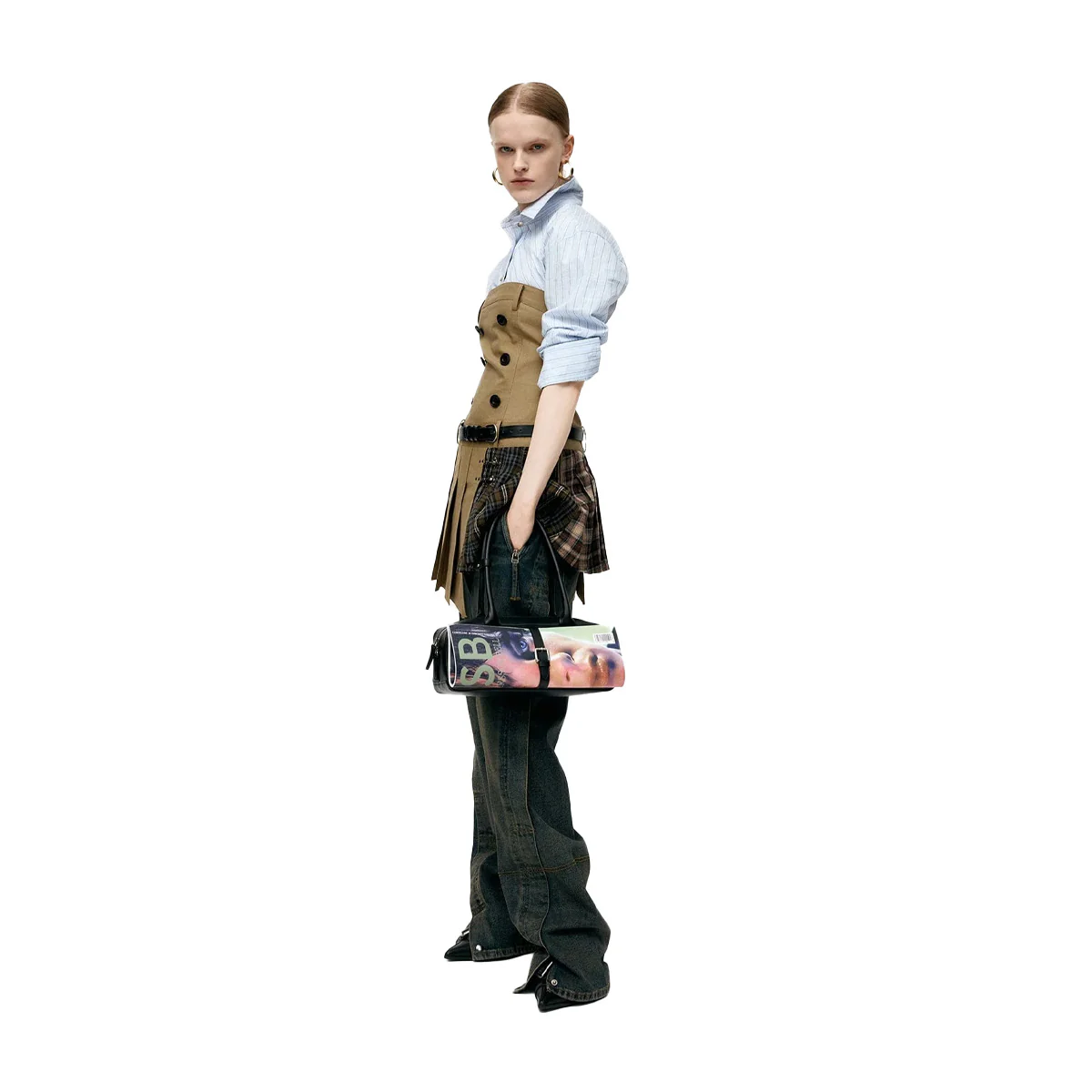 Double Pleats Trench Dress 'Khaki' - Image 2