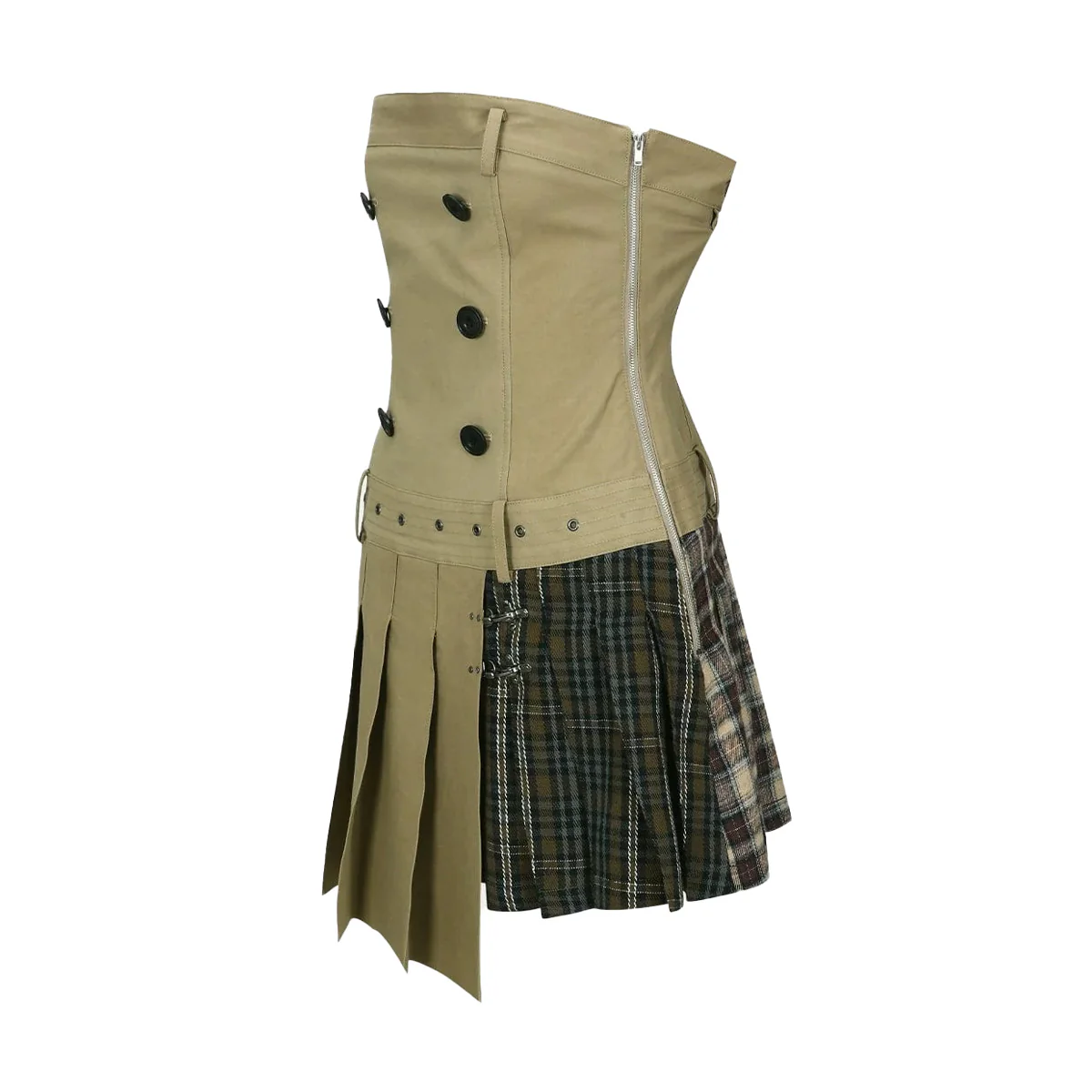 Double Pleats Trench Dress 'Khaki' - Image 3