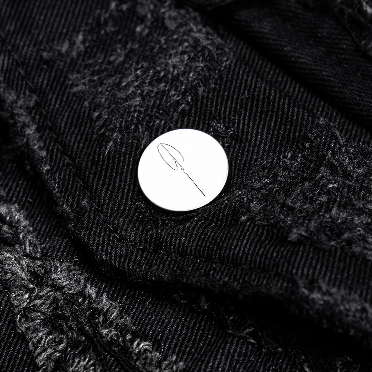Destroyed Washed Denim Jacket 'Black' - Image 3