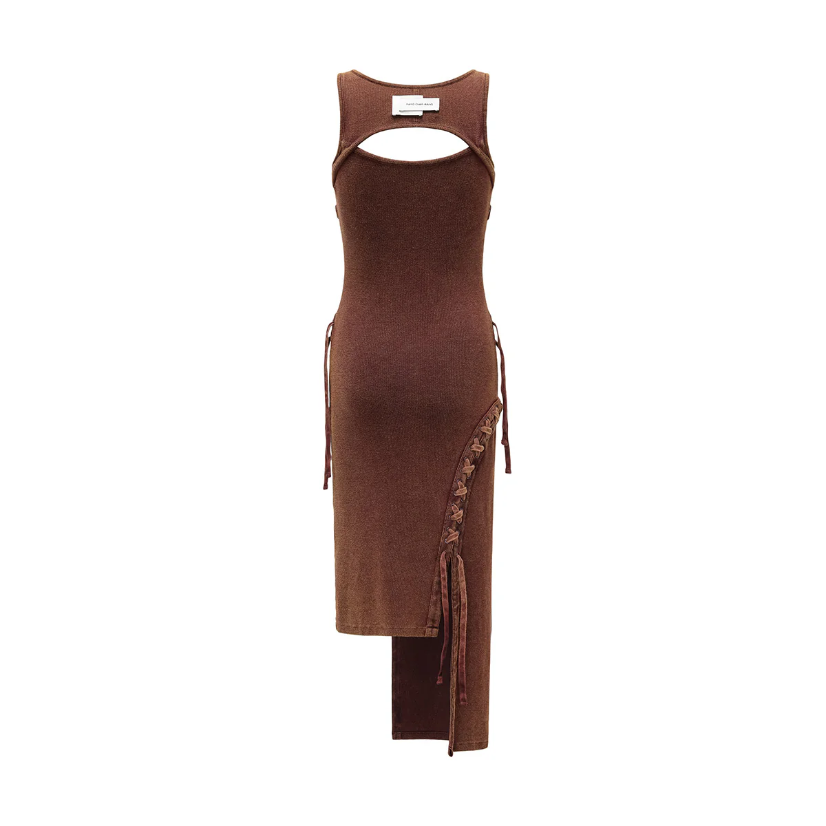 Washed Lace-Up Dress 'Red Brown' - Image 2