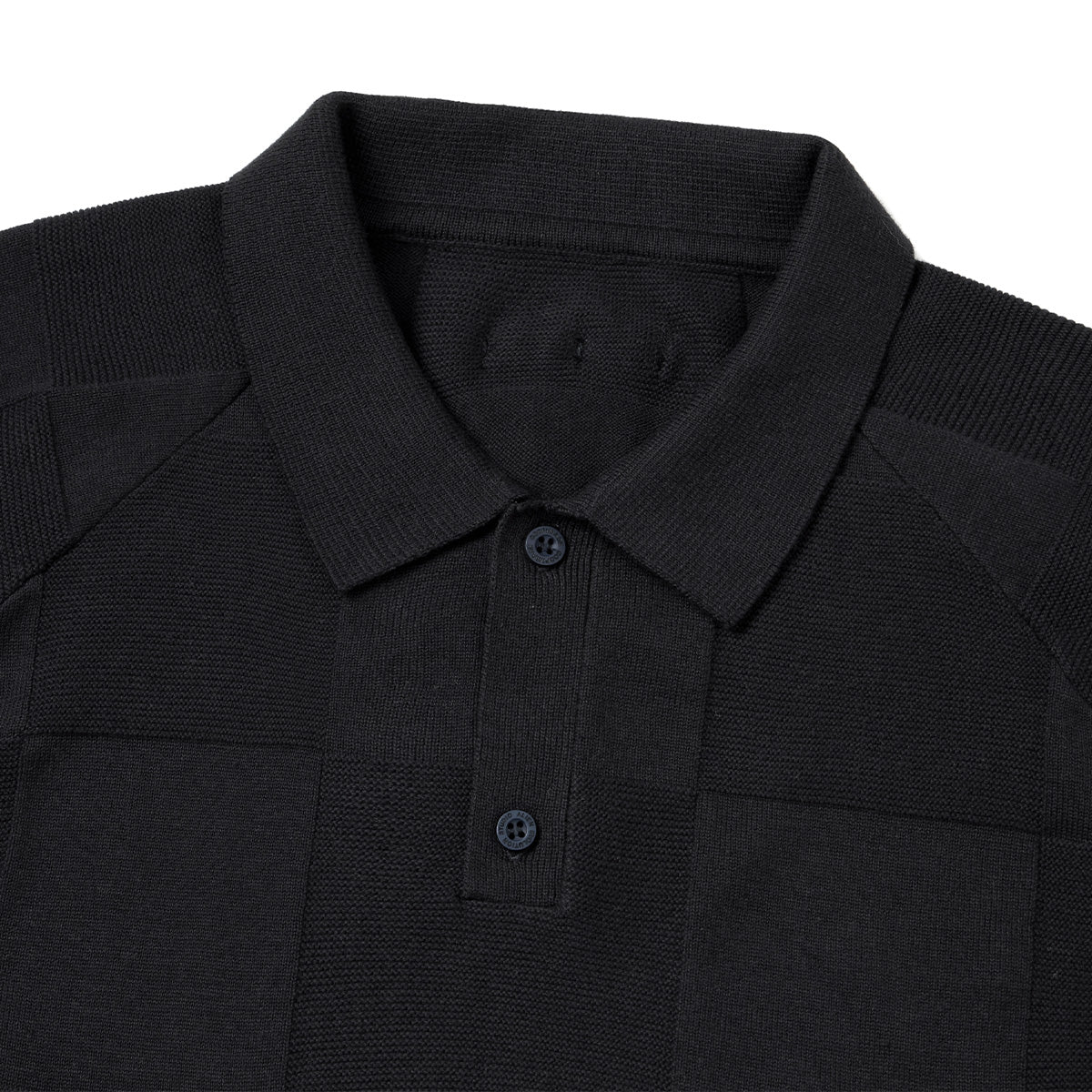 + AES G.A.T-01K Checkerboard Knit Polo Shirt 'Shadow' - Image 3