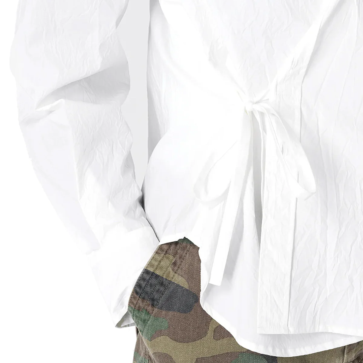 Crinkled Kimono Shirt 'White' - Image 3
