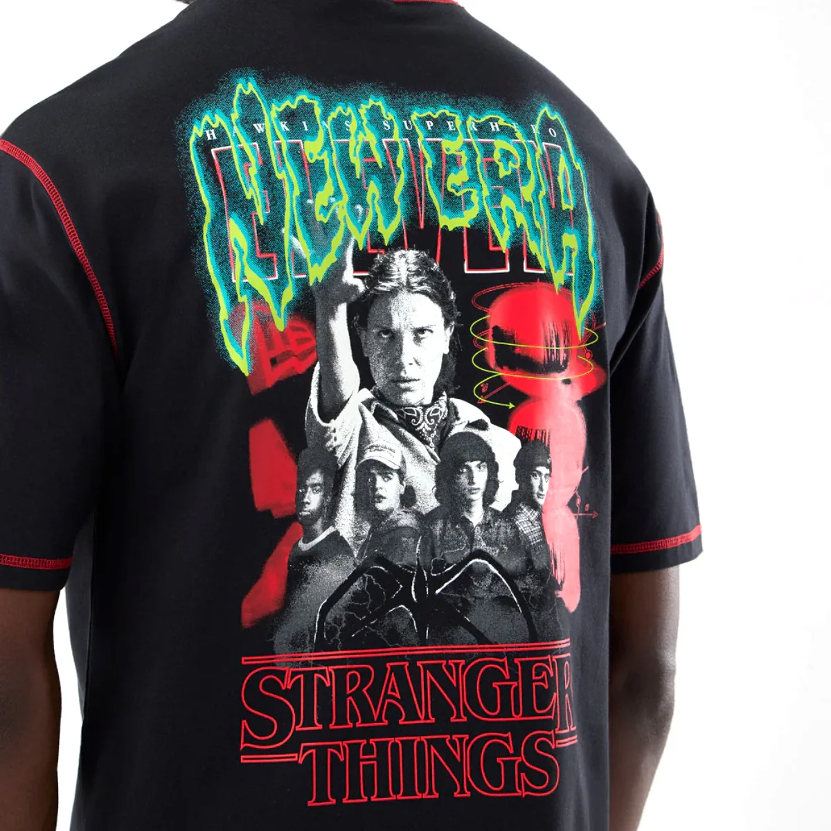 + Stranger Things Eleven SS Oversized Cotton Tee 'Black' - Image 4