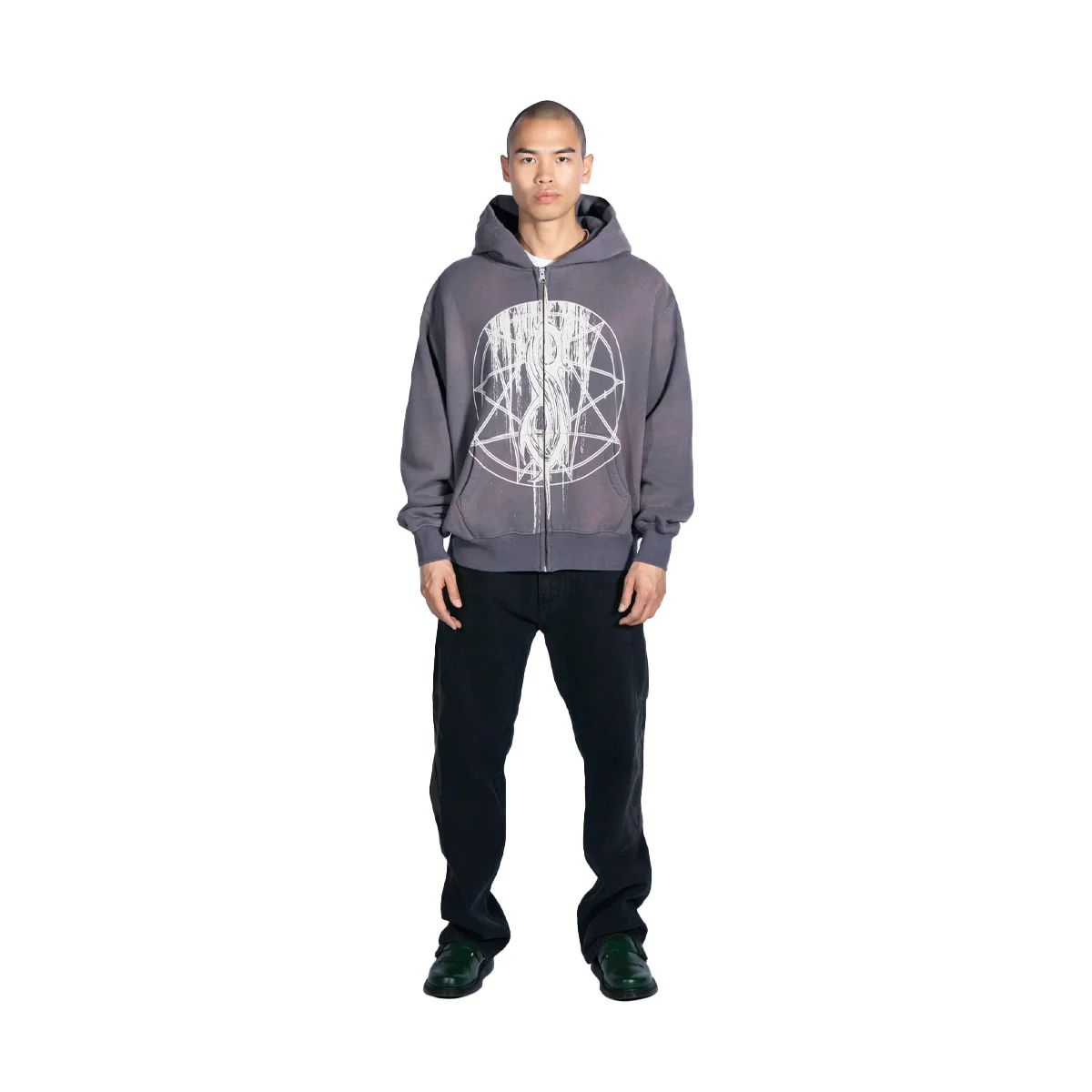 + Slipknot Nonagram Zip Hoodie 'Smoke' - Image 3