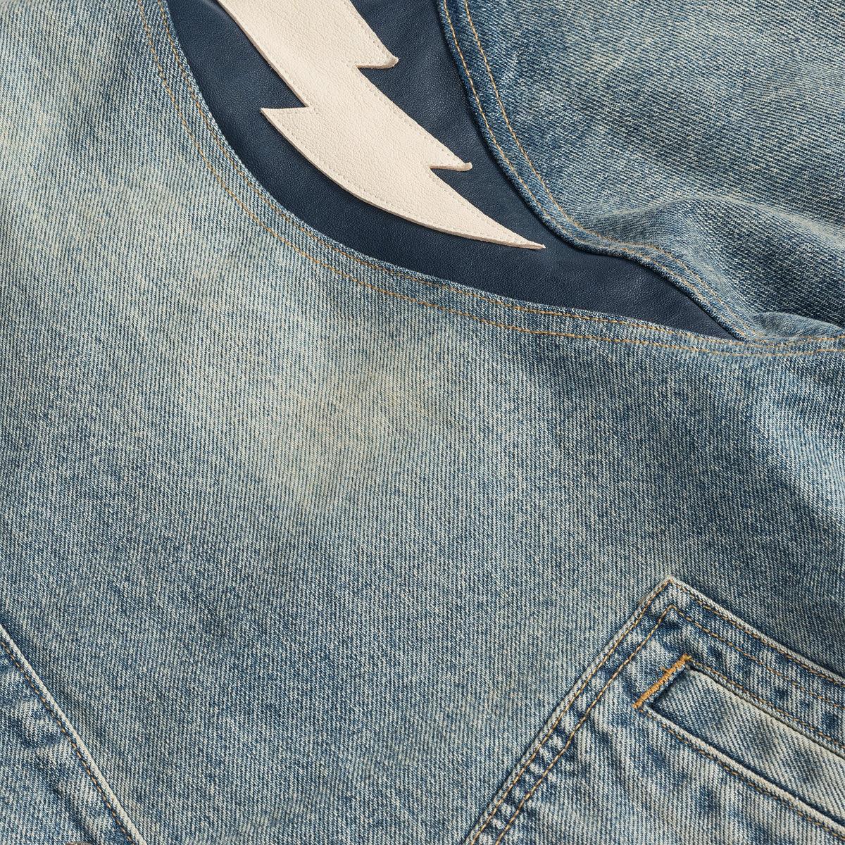 Denim Lightning Varsity Jacket 'Dark Indigo' - Image 3
