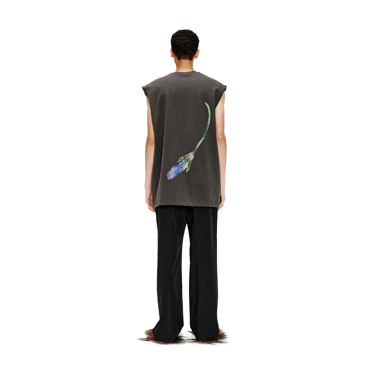 "Blue Stem" Sleeveless Tee 'Washed Black' - Image 3