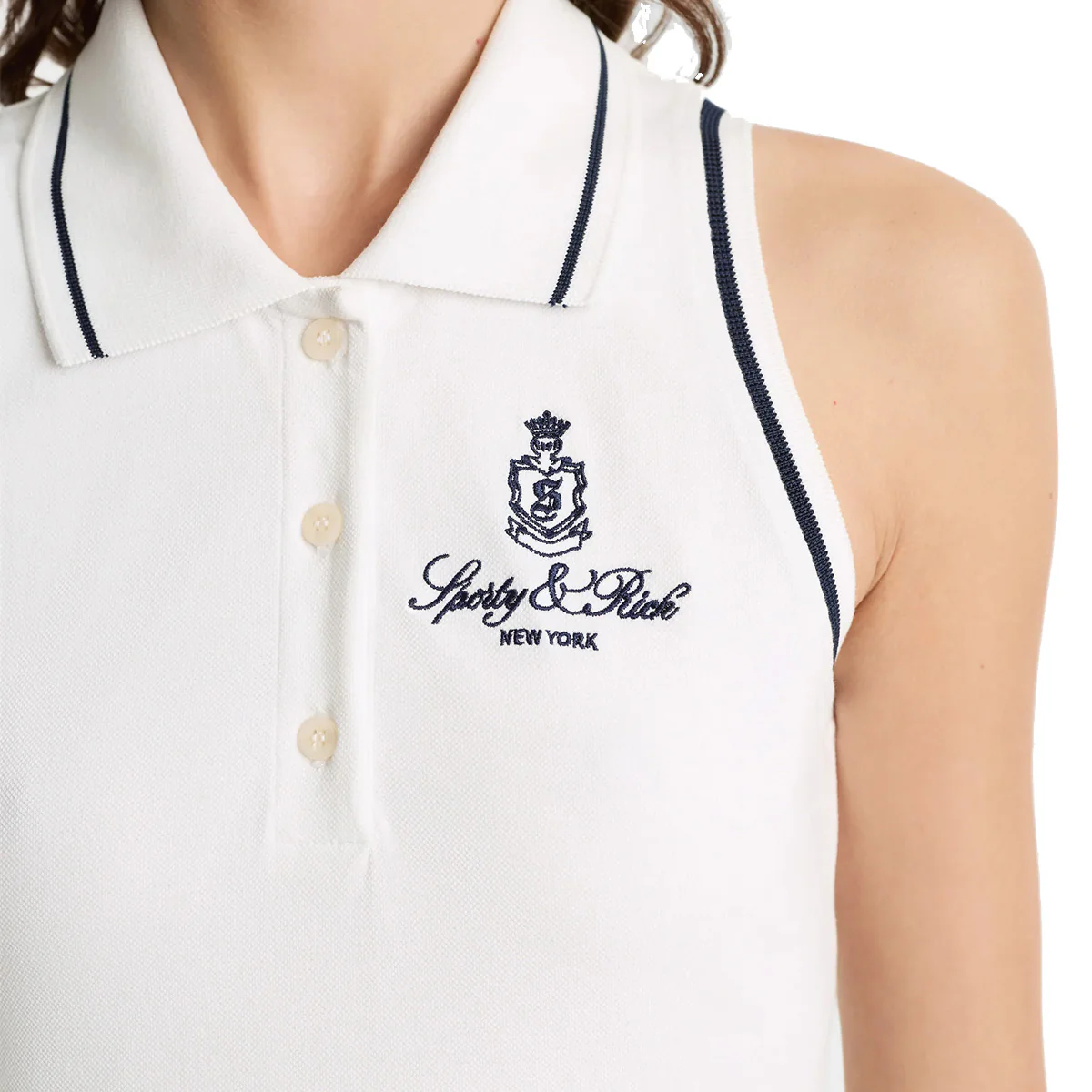Vendome Pique Polo Dress 'White' - Image 4