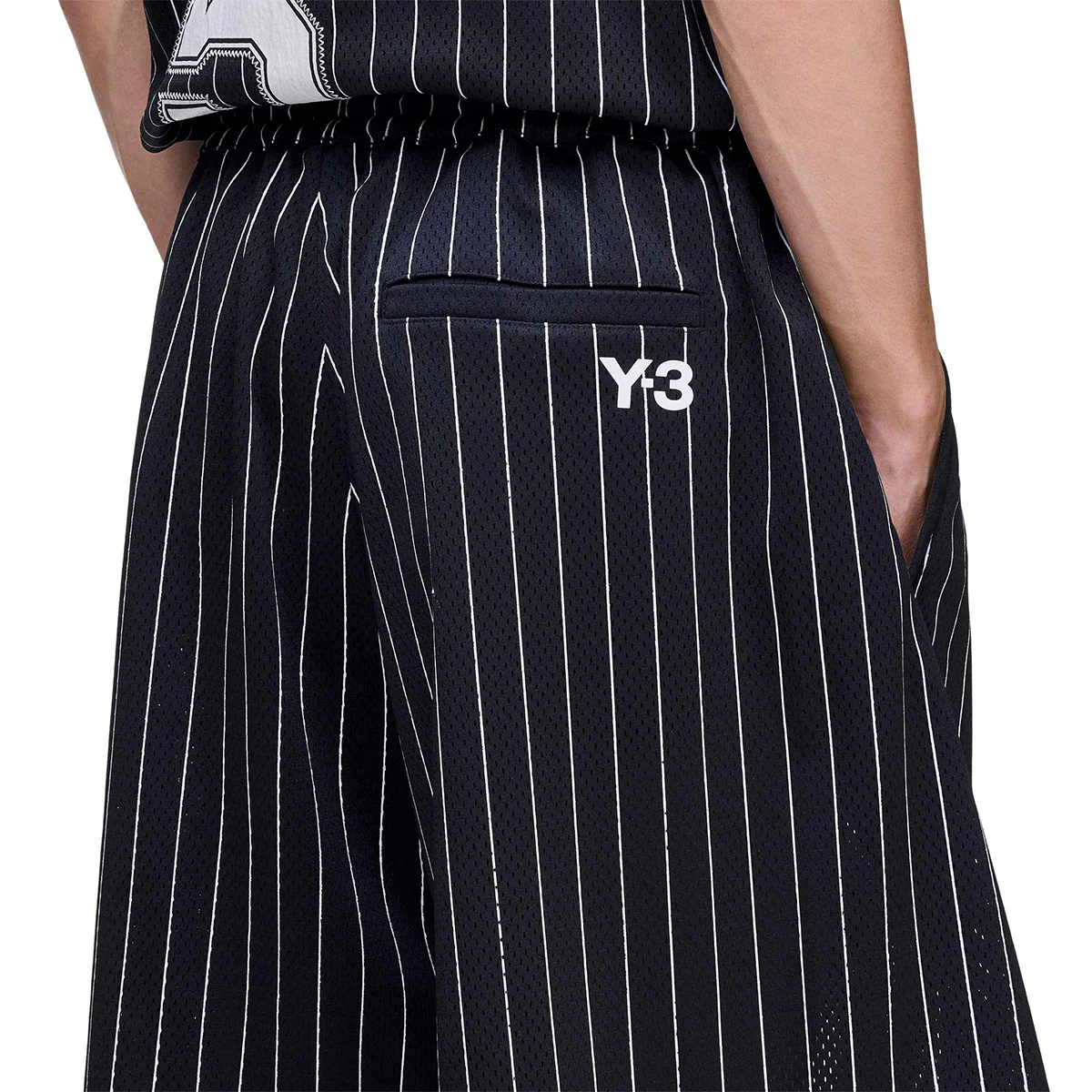 Pinstripe Mesh Shorts 'Black' - Image 4